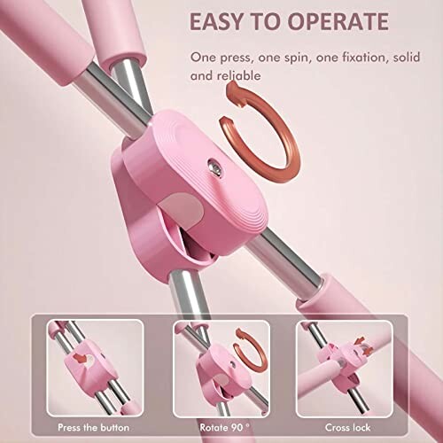 Pink exercise pole with easy lock mechanism and instructions.