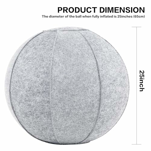 Grey exercise ball with 25-inch diameter