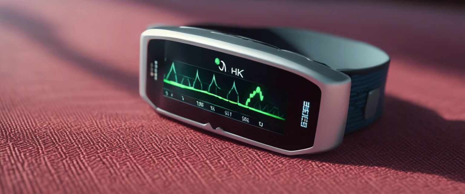 Heart rate monitor on yoga mat