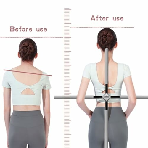 Comparison of posture before and after using a posture corrector.