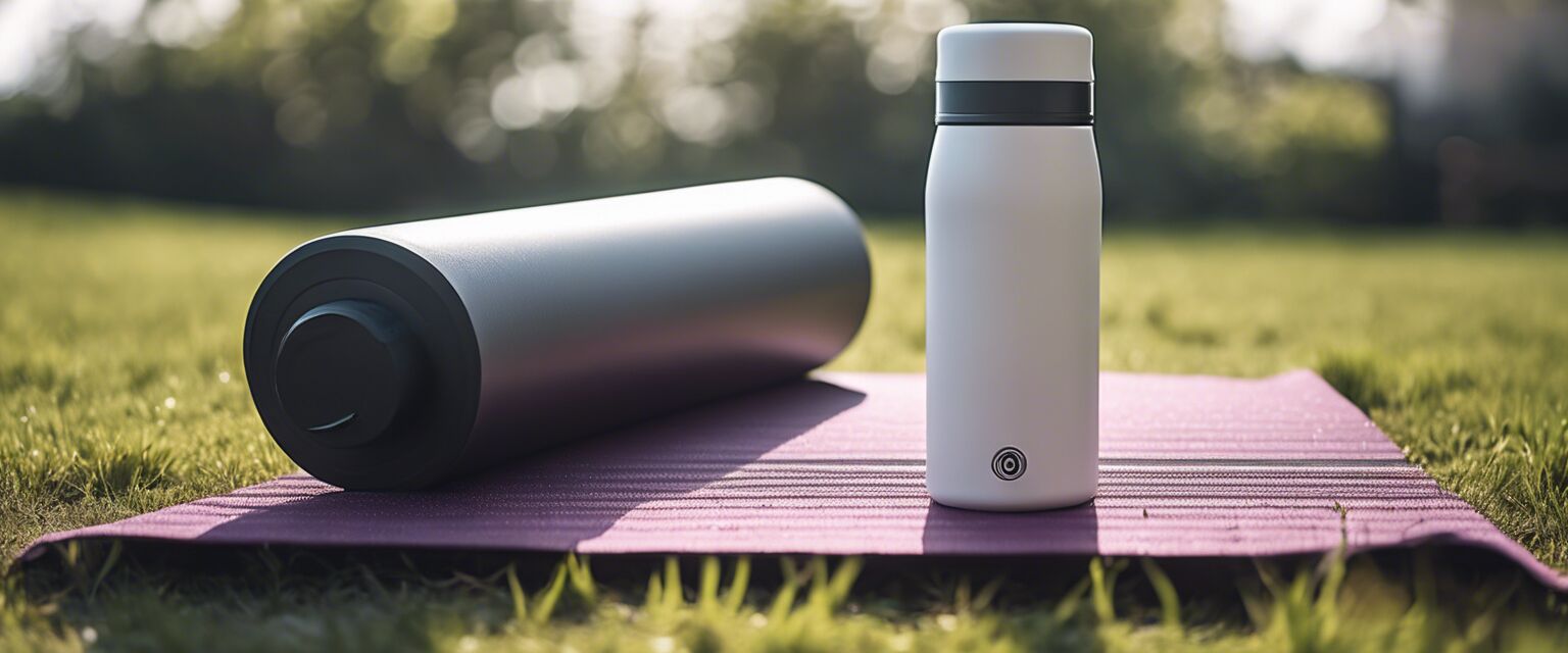 Smart water bottle during yoga session