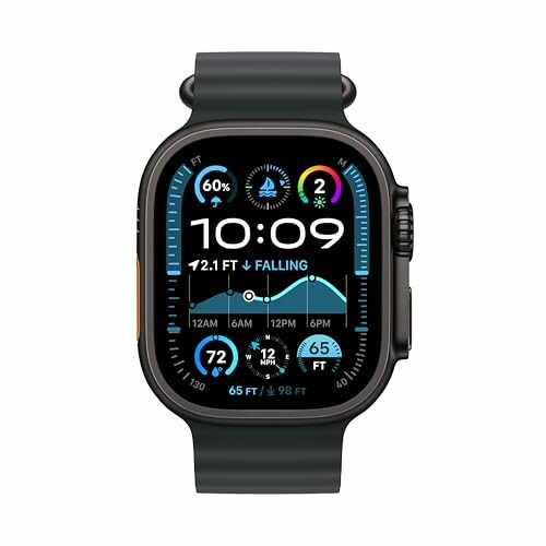 Smartwatch with detailed fitness and weather data on screen.