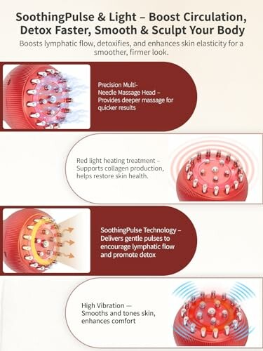 Device with multi-needle massage head for boosting circulation and detoxifying skin.