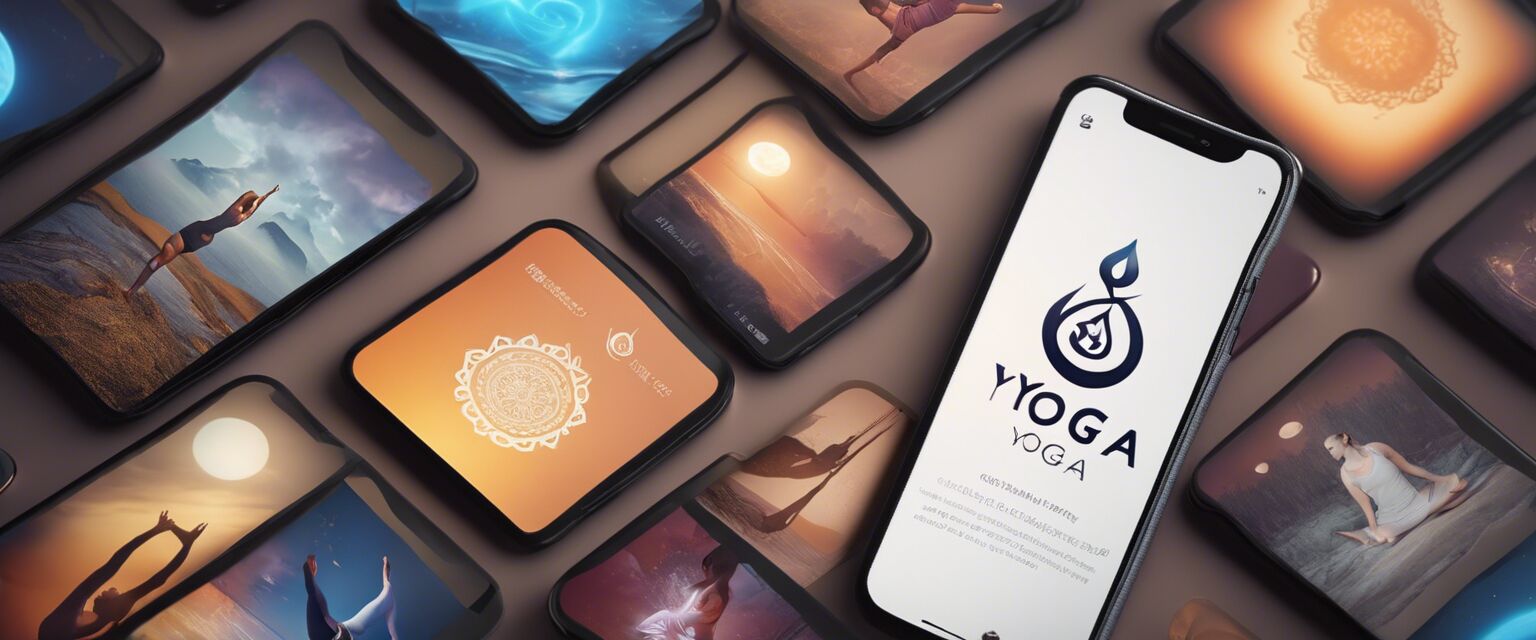 Yoga app logos on a smart device